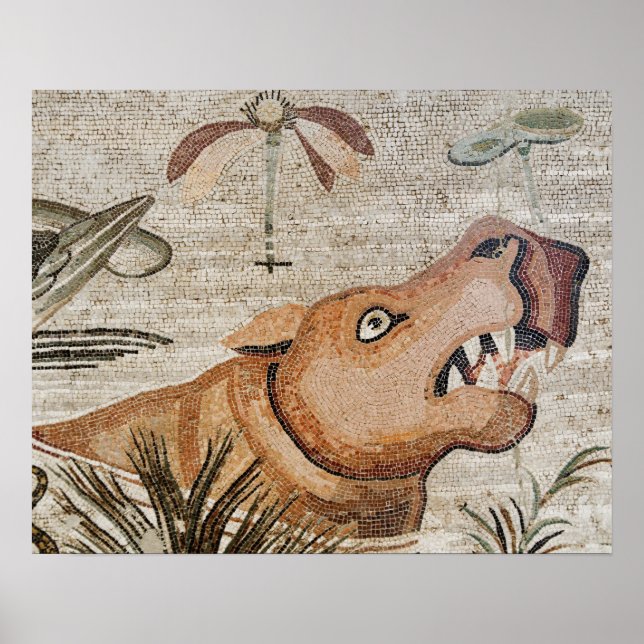 Poster Hippopotamus, Nile mosaic, House of the Faun (Devant)