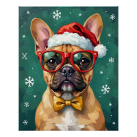 Hipster Bouledogue Français Lunettes Santa Moderne
