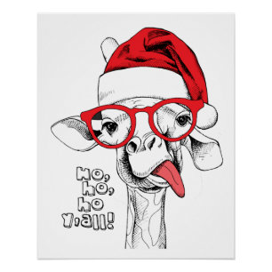 Poster Hipster Christmas Giraffe   Vacances