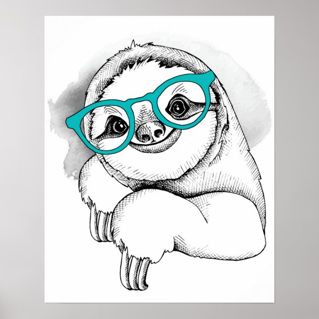 Poster Hipster Sloth (Devant)