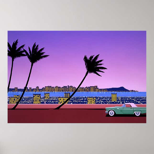 Poster hiroshi nagai art peintures ville pop et avion (Devant)
