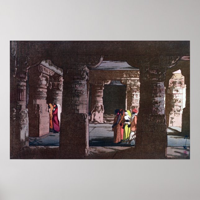 Poster Hiroshi Yoshida Troisième grotte Temple à Ellora (Devant)