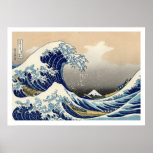 Poster Hiroshige - la grande vague outre de Kanagawa