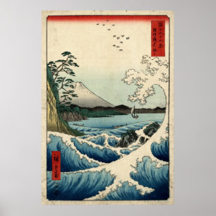 Poster Hiroshige La mer à Satta dans la province de Surug