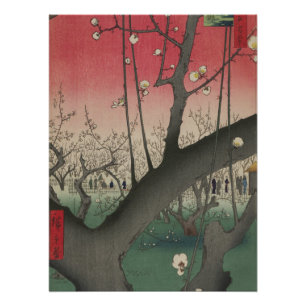 Poster Hiroshige Plum Estate Kameido : Japonais vintage