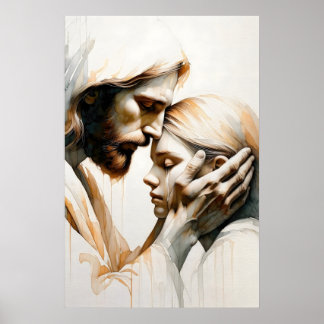 Poster His Love Minimalist Watercolor Christian Art