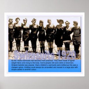 Poster Histoire, bord de la mer, maillots de bain en 1920