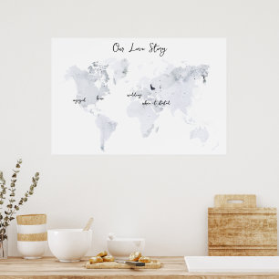 Poster Histoire d'amour   Garde-mémoire Mariage aquarelle