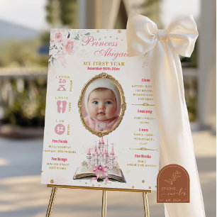 Poster Histoire de conte de fées rose 1er anniversaire ph