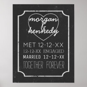 Poster Histoire de fiançailles de mariage en noir et blan