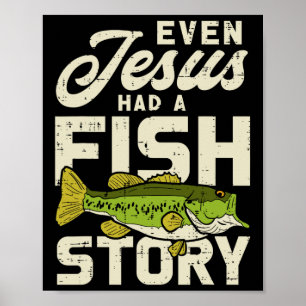 Poster Histoire de poisson Jésus Pêcheur Dieu Christ Pêch