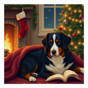 Poster Histoire du soir de Noël du chien de montagne bern