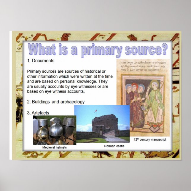 Poster Histoire, médiévale, Qu'est-ce qu'une source prima (Devant)