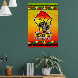 Poster Histoire noire avec l'Afrique Carte et Poing on Gr