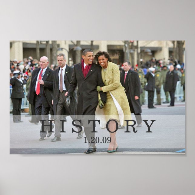 Poster HISTOIRE : Président et Mme Obama à l'investiture (Devant)