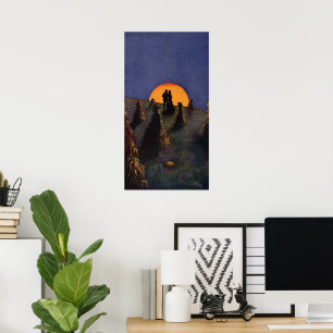 Poster Histoires d'amour vintages, clair de lune de