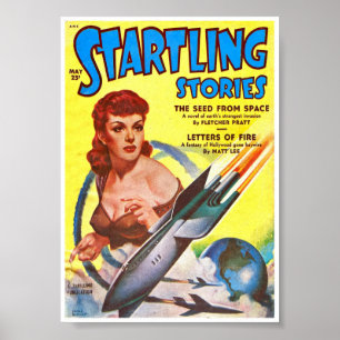 POSTER HISTOIRES DE DÉMARRAGE 1951 SCI FI PULP MAG