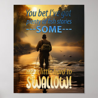 Poster Histoires de poissons incroyables Pêche dans un ru