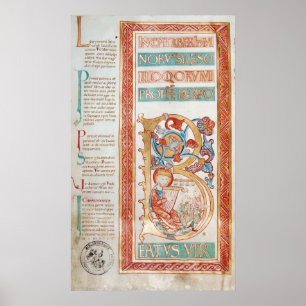 Poster Historiated initial 'B' depicting King David