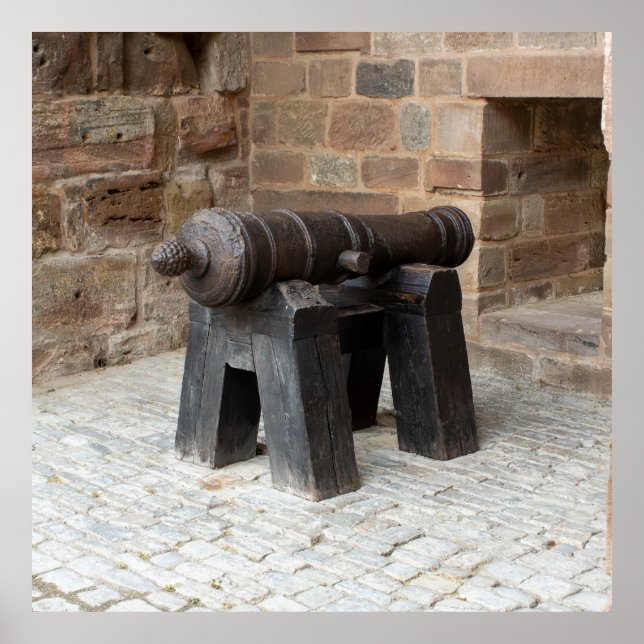 Poster Historic Cannon on Wooden Stand (Devant)