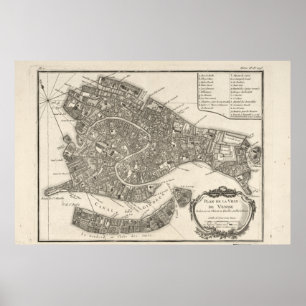 Poster Historic Map of Venice, Italy (1763)
