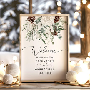 Poster Hiver à feuillage persistant mariage élégant