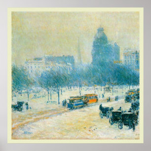 Poster Hiver à Union Square par Frederick Childe Hassam