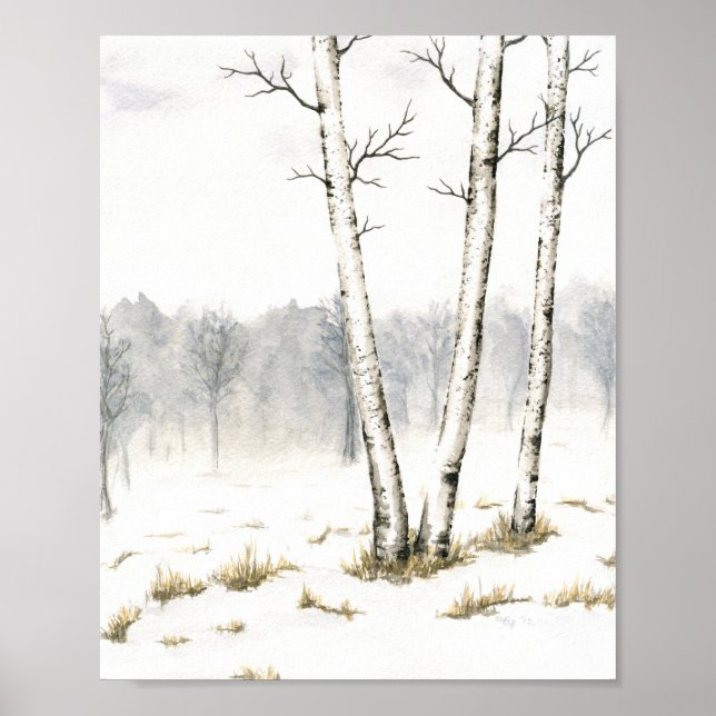 Poster Hiver Arbres Beaux Art Imprimer (Devant)
