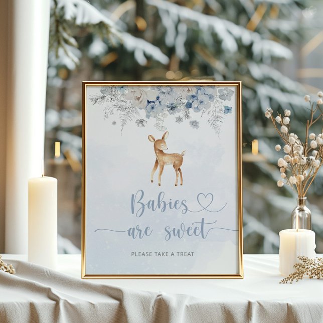 Poster Hiver bleu oh cerf Les bébés sont doux (Créateur téléchargé)