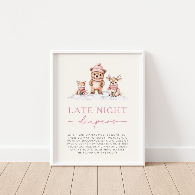 Poster Hiver Bois Animaux Late Night Diapers Jeu (Créateur téléchargé)