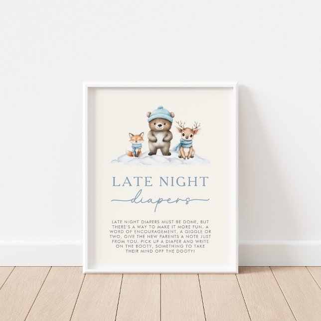 Poster Hiver Bois Animaux Late Night Diapers Jeu (Créateur téléchargé)