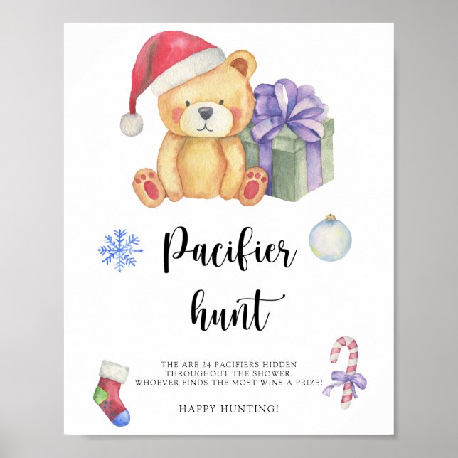 Poster Hiver - chasse à la sucette baby shower de jeu pos (Devant)