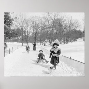 Poster Hiver dans le Central Park, 1900. Photo vintage