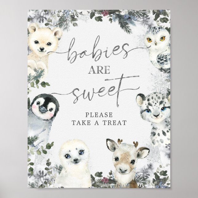 Poster Hiver des animaux de l'Arctique Les bébés sont dou (Devant)