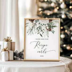 Poster Hiver élégant laissez votre carte de recette ici