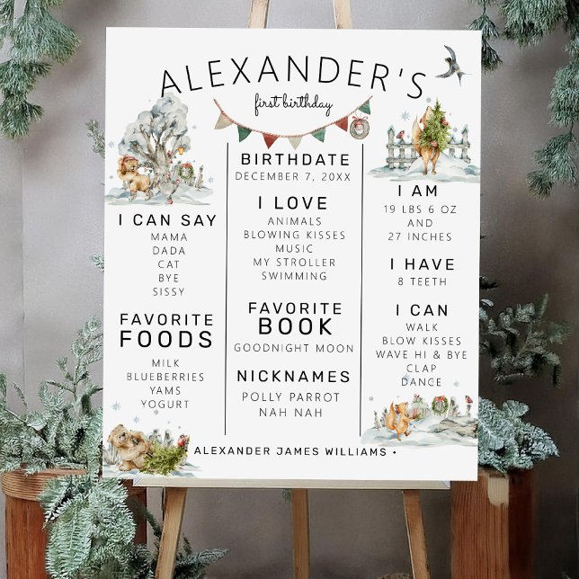 Poster Hiver enchanté | Forêt 1er anniversaire Jalon (Créateur téléchargé)