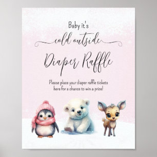 Poster Hiver Froid Hors Baby shower Déchets Raffle