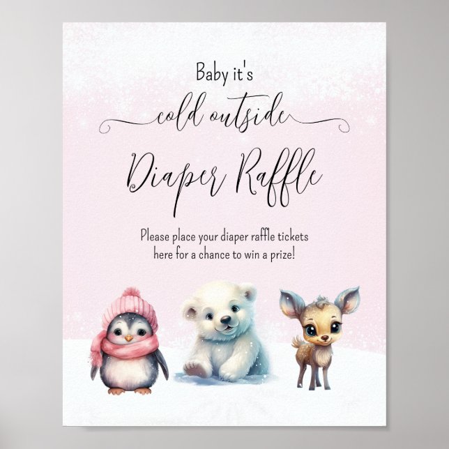 Poster Hiver Froid Hors Baby shower Déchets Raffle (Devant)