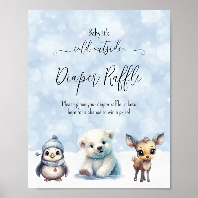 Poster Hiver Froid Hors Baby shower Déchets Raffle (Devant)