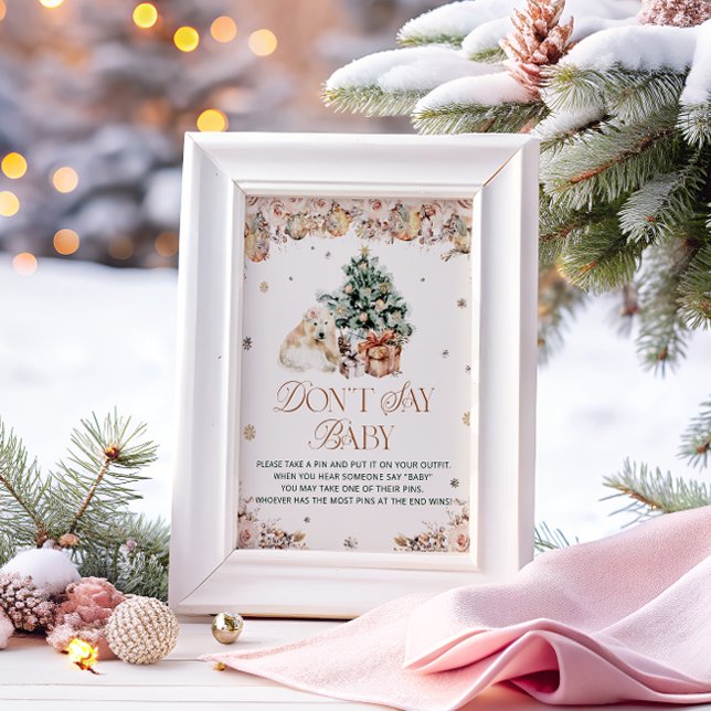 Poster Hiver mignon Ours polaire Ne pas dire jeu de bébé (Créateur téléchargé)