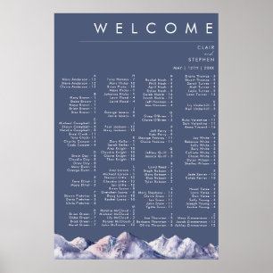 Poster Hiver Mountain Soirée Alphabétique Carte des siège