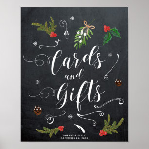 Poster hiver Noël cartes et cadeaux signe mariage