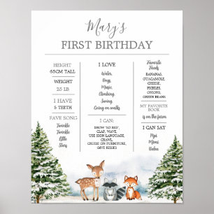 Poster Hiver Onederland Animal 1er anniversaire Jalon