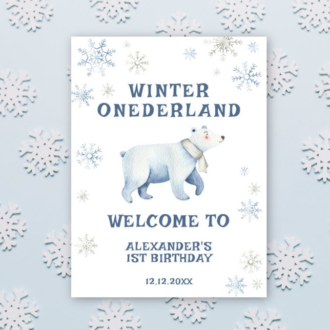 Poster Hiver Onederland Ours polaire 1er anniversaire (Créateur téléchargé)