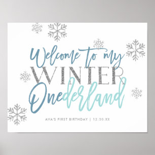 Poster Hiver ONEderland Parties scintillant argent Affich