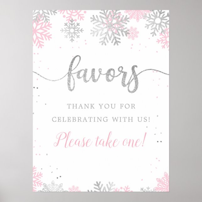 Poster Hiver Rose Silver Flacon de neige Faveurs S'il vou (Devant)