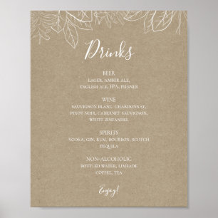 Poster Hiver rustique   Menu des boissons Mariages Kraft 