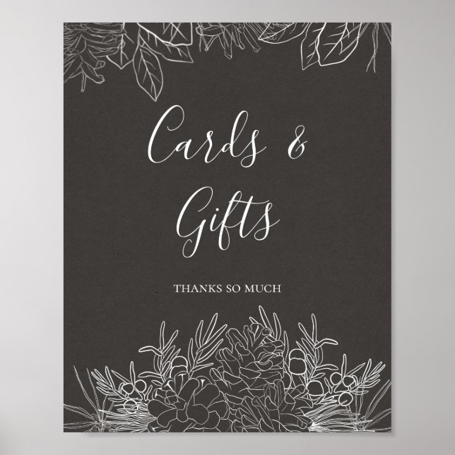 Poster Hiver rustique | Panneau Charbon Cartes et Cadeaux (Devant)