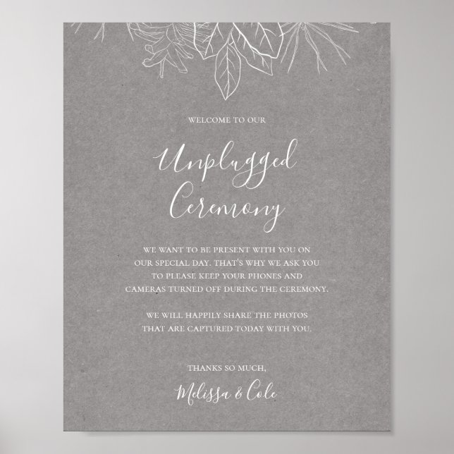 Poster Hiver rustique | Signe de cérémonie Gray Unplugged (Devant)