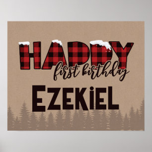 Poster Hiver Un Buffalo ONE derland Plaid Joyeux Annivers